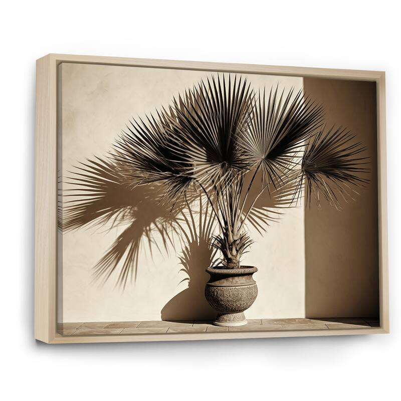 Designart "Beige Palms Palm Trees Bouquet Still Life " Palms & Palm Trees Framed Wall Decor
