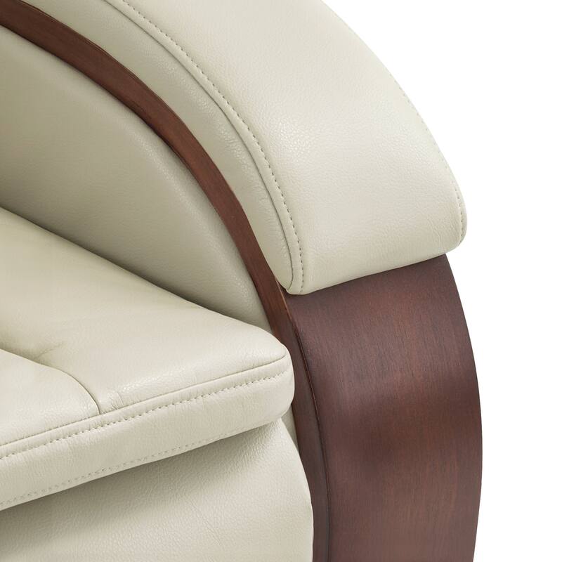 MCombo Recliner Chair Sofa with Adjustable Headrest, Solid Wood Armrest, Breathable Leather 7917