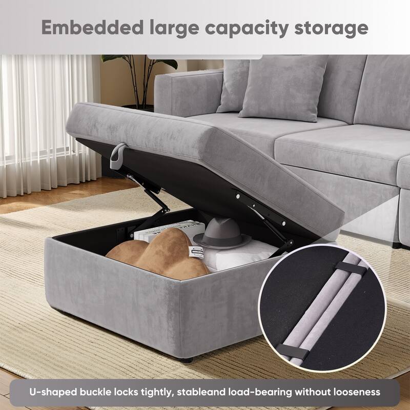 Pocassy Cloud Sectional Couch Upholstered Velvet Couches