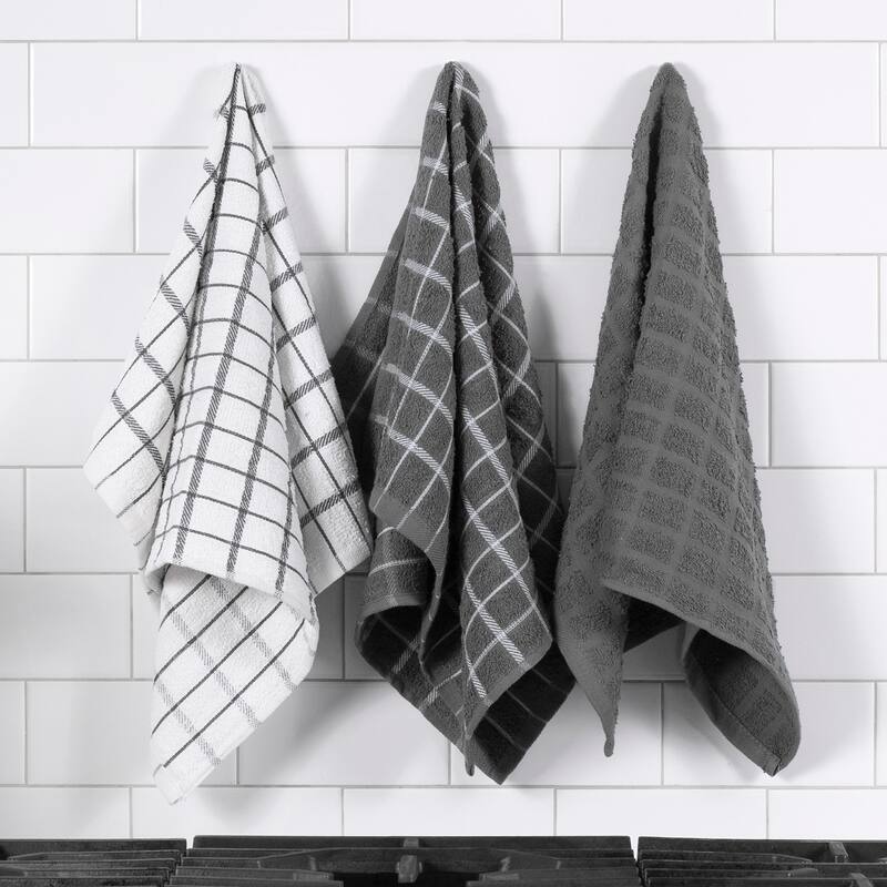 Ritz 3-Pack Terry Check Kitchen Towel and 6-Pack Terry Check Dish Cloth Set