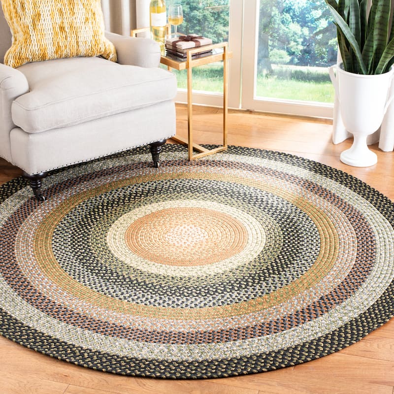 SAFAVIEH Handmade Braided Jo Americana Country Casual Rug - 3'x3'Round - Multi