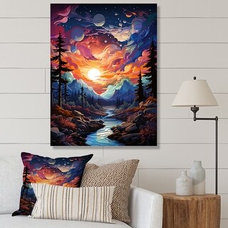Designart "Pine Tree Whimsical Pine II" Tree Pine Canvas Prints - Bed ...