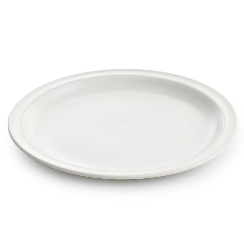 Modern White Round Stoneware Dinnerware Set 12 Pieces