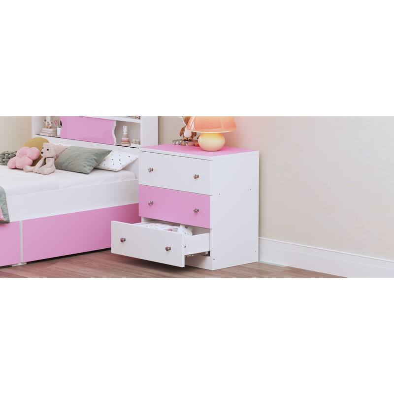 3-Drawer Wooden Nightstand