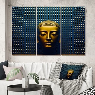 Designart "Contemporary Buddha In Gold And Blue III" Religious Canvas ...