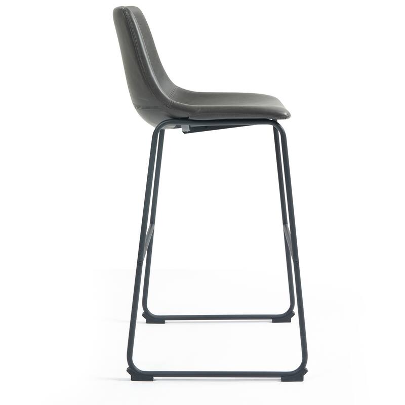 Adan Faux Leather Iron Frame Bar Stool (Set of 2)