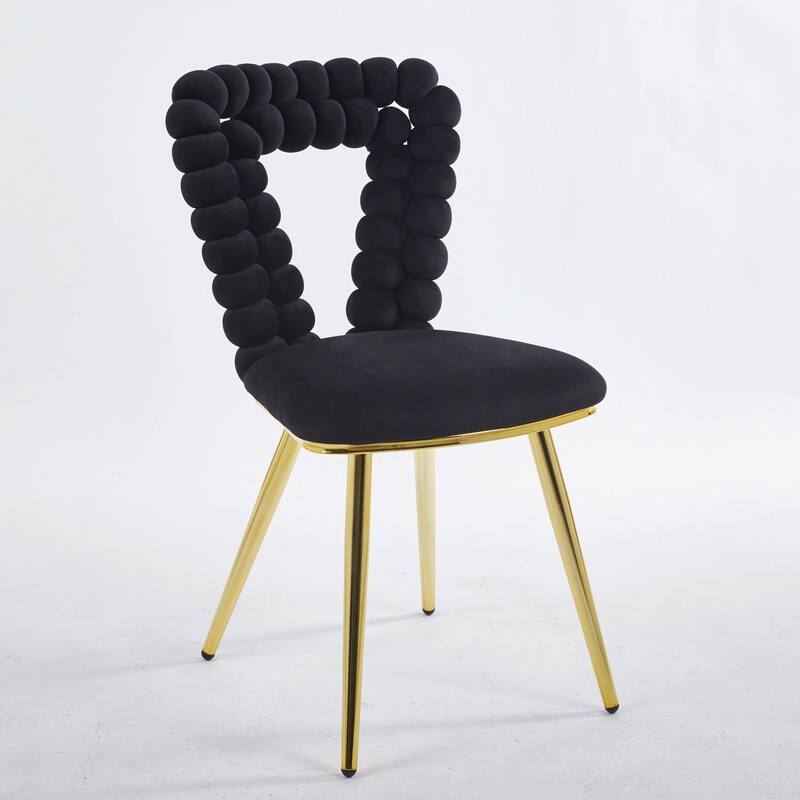 Modern Chair Set (2) with Golden Iron Tube Legs