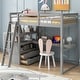 preview thumbnail 25 of 43, Loft Bed with L-Shaped Desk, Shelves & 2 Built-in Drawers