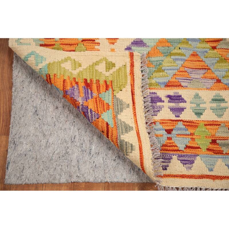 Hand Woven Oriental 100% Wool Carpet Southwestern Geometric Multi-Colored Kilim Area Rug - 5' 11'' X 4' 6''