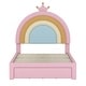 preview thumbnail 11 of 13, Upholstered Rainbow Design Bed, Velvet Princess Platform Bed with Storage Drawer