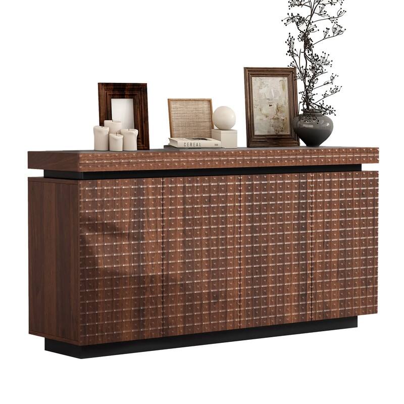 Modern 58.3" Sideboard Buffet Cabinet with Easy Clean Durable Storage and Anti-Collision Design for Your Home