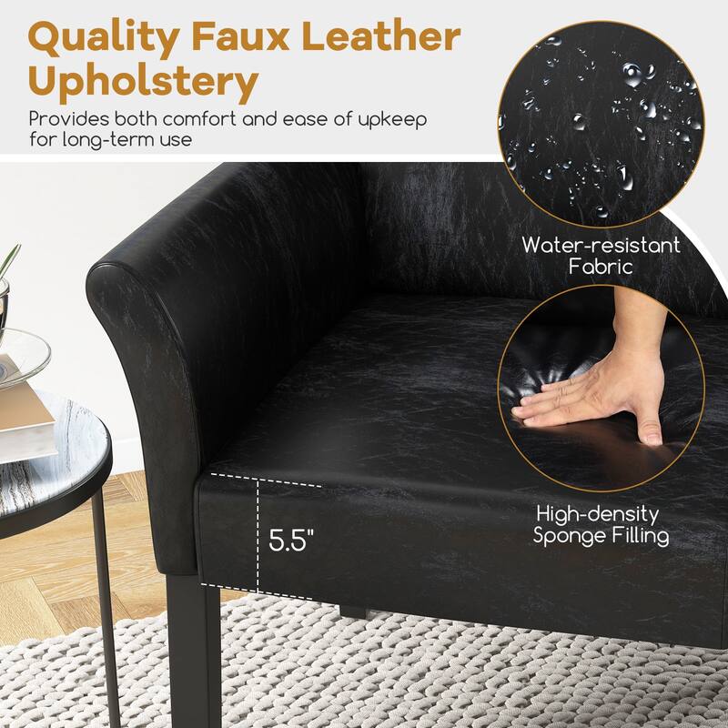 Costway Executive PU Leather Guest Chair Reception Side Arm Chair - See Details