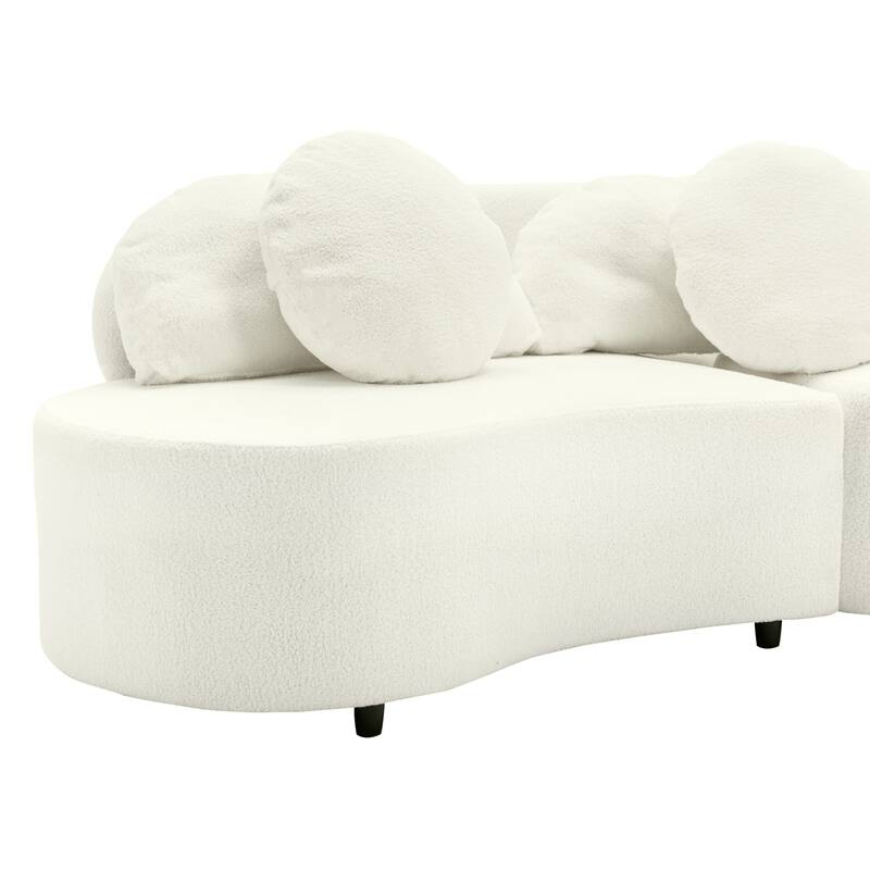 103.5" Lamb Velvet Armless Sofa with 6 Pillows and Floating Design