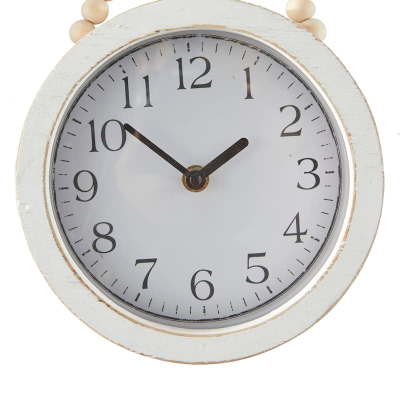 White Wood Wall Clock with Rope Strap (Set of 3)