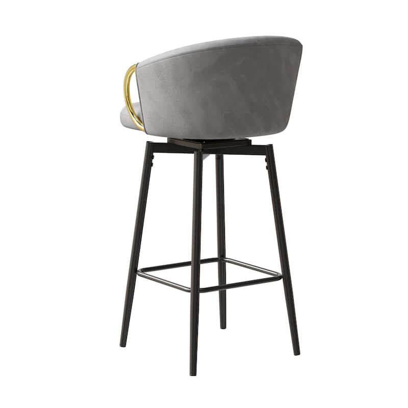 Velvet Bar Chair Set of 2, 360° Swivel Bar Chairs with Metal Legs, Upholstered Counter Height Bar Chairs w/Anti Slip Pads