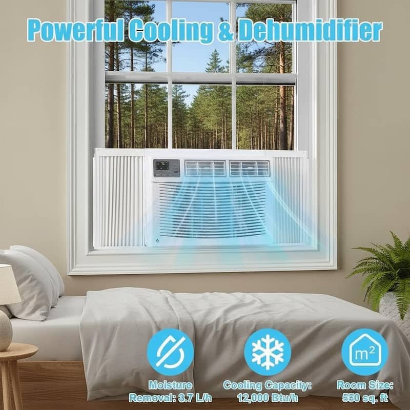12000 BTU Window Air Conditioner, Fast Cooling to 550 Sq.Ft.