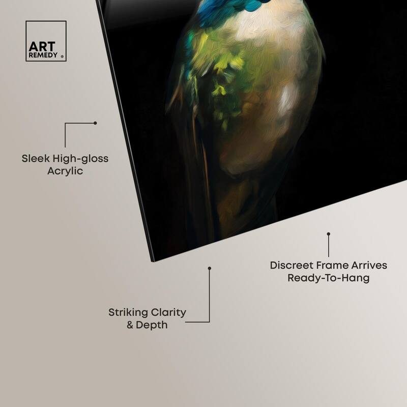 Crowned Azure Bird II Acrylic by Art Remedy, Ready to Hang