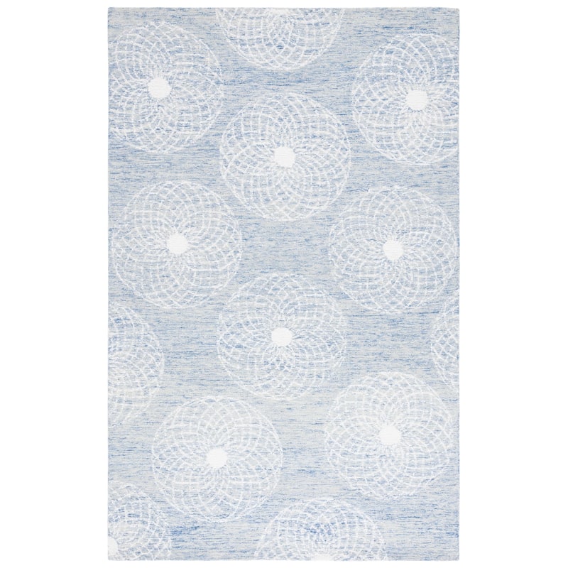 SAFAVIEH Handmade Ebony Angeliki Modern & Contemporary Wool Rug - 6' x 9' - Blue/Ivory