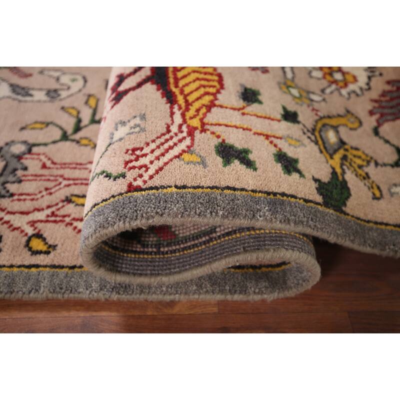 Animals Design Floral Ziegler Indian Area Rug Handmade Wool Carpet - 3'11"x 5'11"
