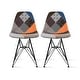 preview thumbnail 14 of 17, Set of 2 Molded Plastic Dining Chairs Mid-Century Modern Armless Side Chairs with Black Chrome Eiffel Legs for Kitchen or Office Patchworks SAM