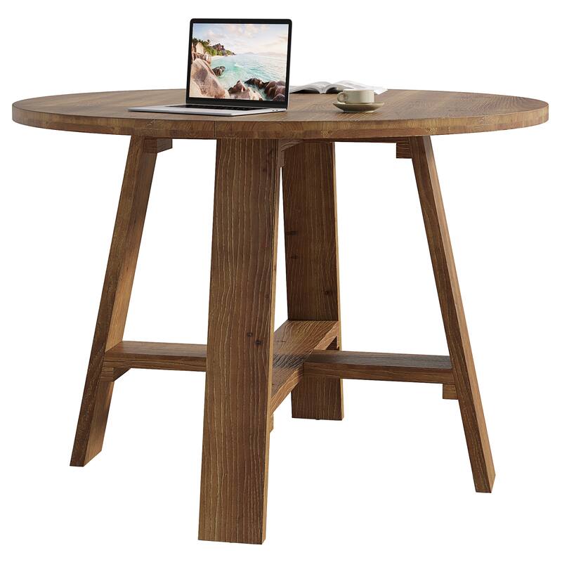 Round Solid Wood Conference Table for 2-4 People, Meeting Seminar Business Desk for Conference Room Home Office