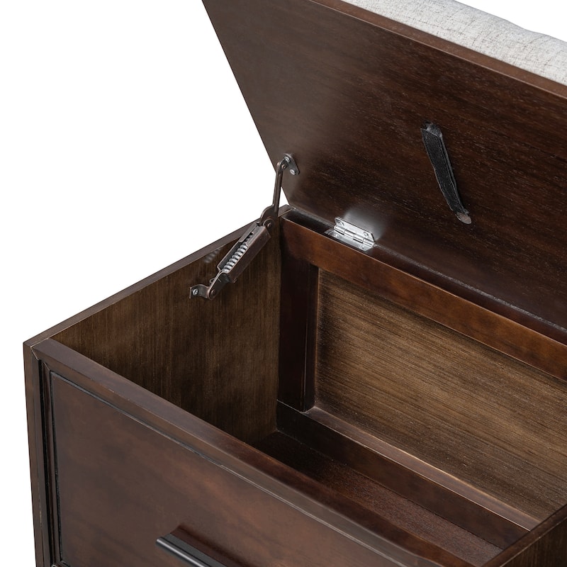 43" Shoe Bench with Removable Cushion & Lift Top Storage, Entryway Bench Wooden End of Bed Bench, Hidden Storage Space