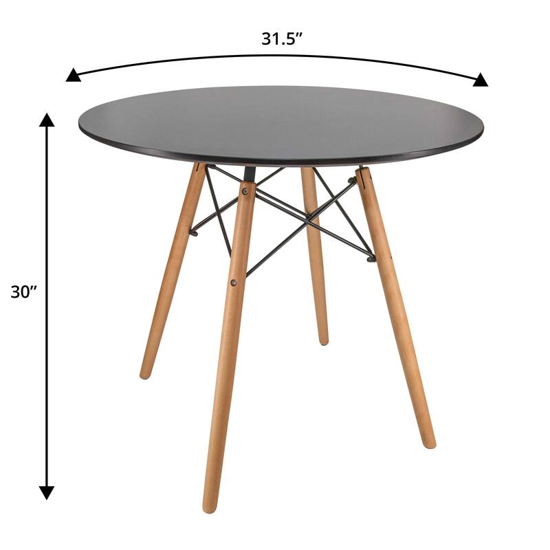 3-Piece Dining Set with 31-Inch Round Solid Wood Table and 2 Dining Chairs with Beech Wood Legs