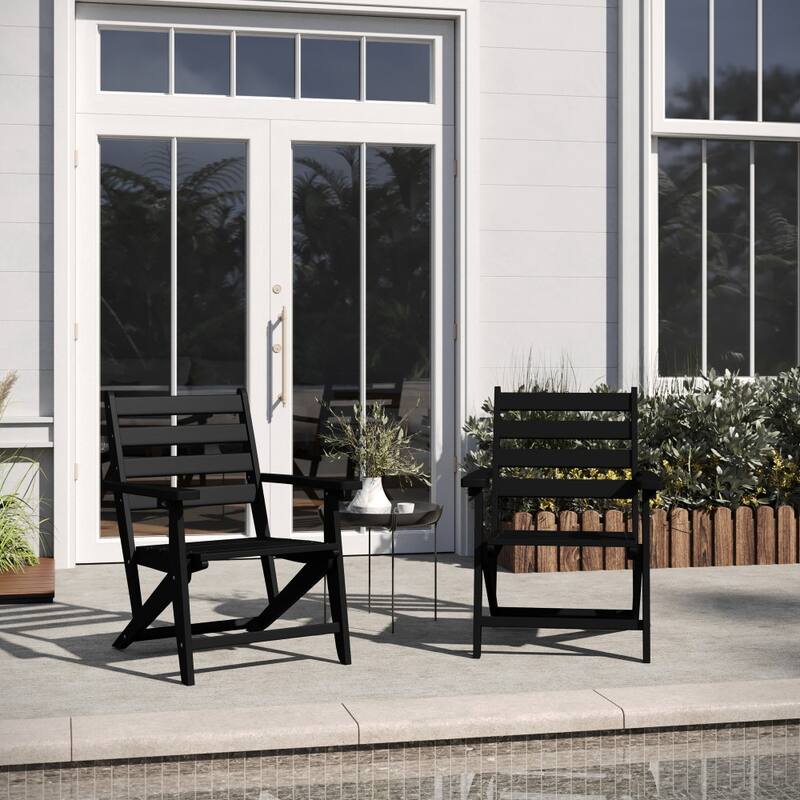 All-Weather Commercial Adirondack Dining Chair with Fold Out Cupholder