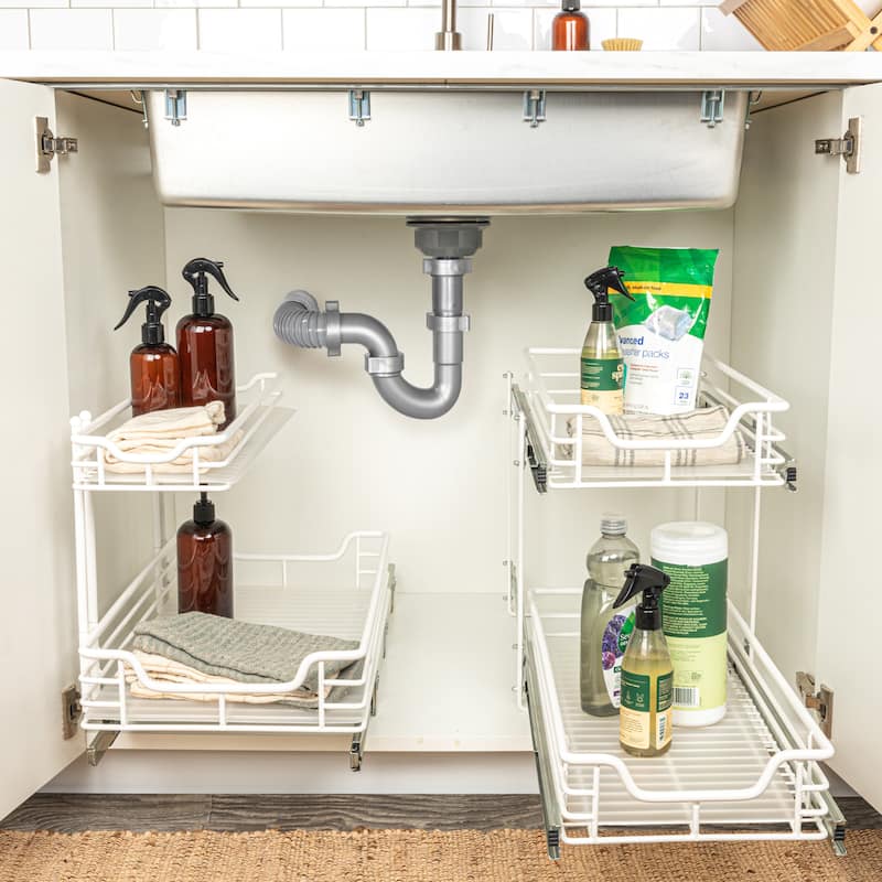 Household Essentials 2 Tier Sliding Cabinet Organizer