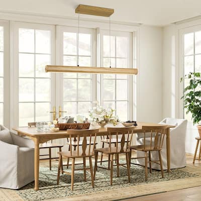 Minimalist Wooden Dimmable LED Kitchen Island Linear Pendant - 32.7in