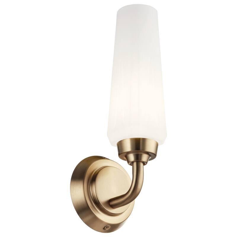 Kichler Lighting Truby 11.5 in. 1-Light Champagne Bronze Wall Sconce with Satin Etched Cased Opal Glass