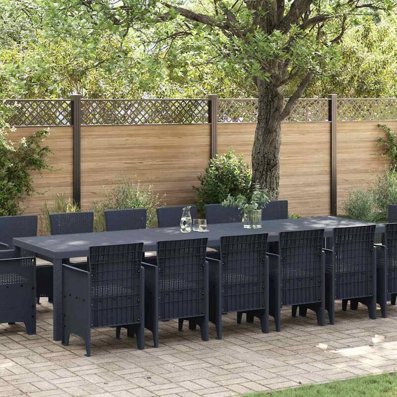 vidaXL Garden Dining Set 15 pcs Poly rattan - 39 x 138 x 29 - Anthracite/ Taupe
