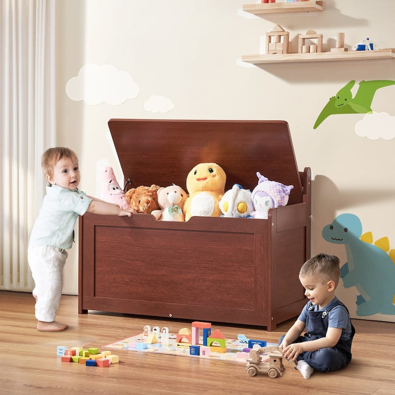 Multifunctional Storage Wooden Toy Storage Box with Flip-Top Lid and Safety Hinge Perfect for Any Room