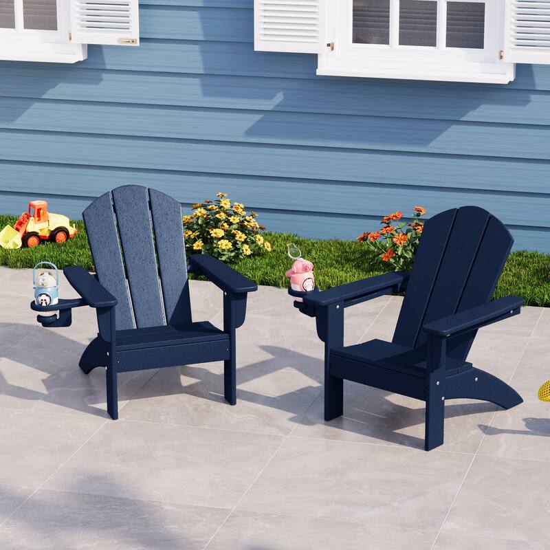 Laguna Kids Outdoor Poly Adirondack Chair with Cup Holder (Set of 2)