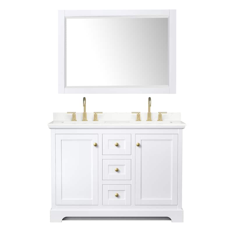 Avery 48-inch Double Vanity, Quartz Top, 46-inch Mirror