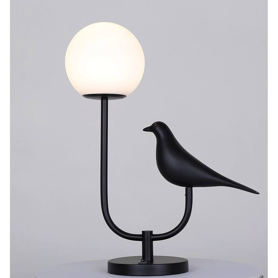 Avis 1 Light Table Lamp with Matte Black Finish and White Shade