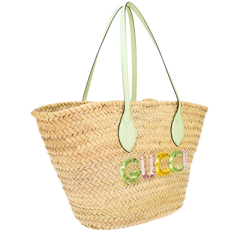 Gucci Raffia Basket with Plexiglass Logo
