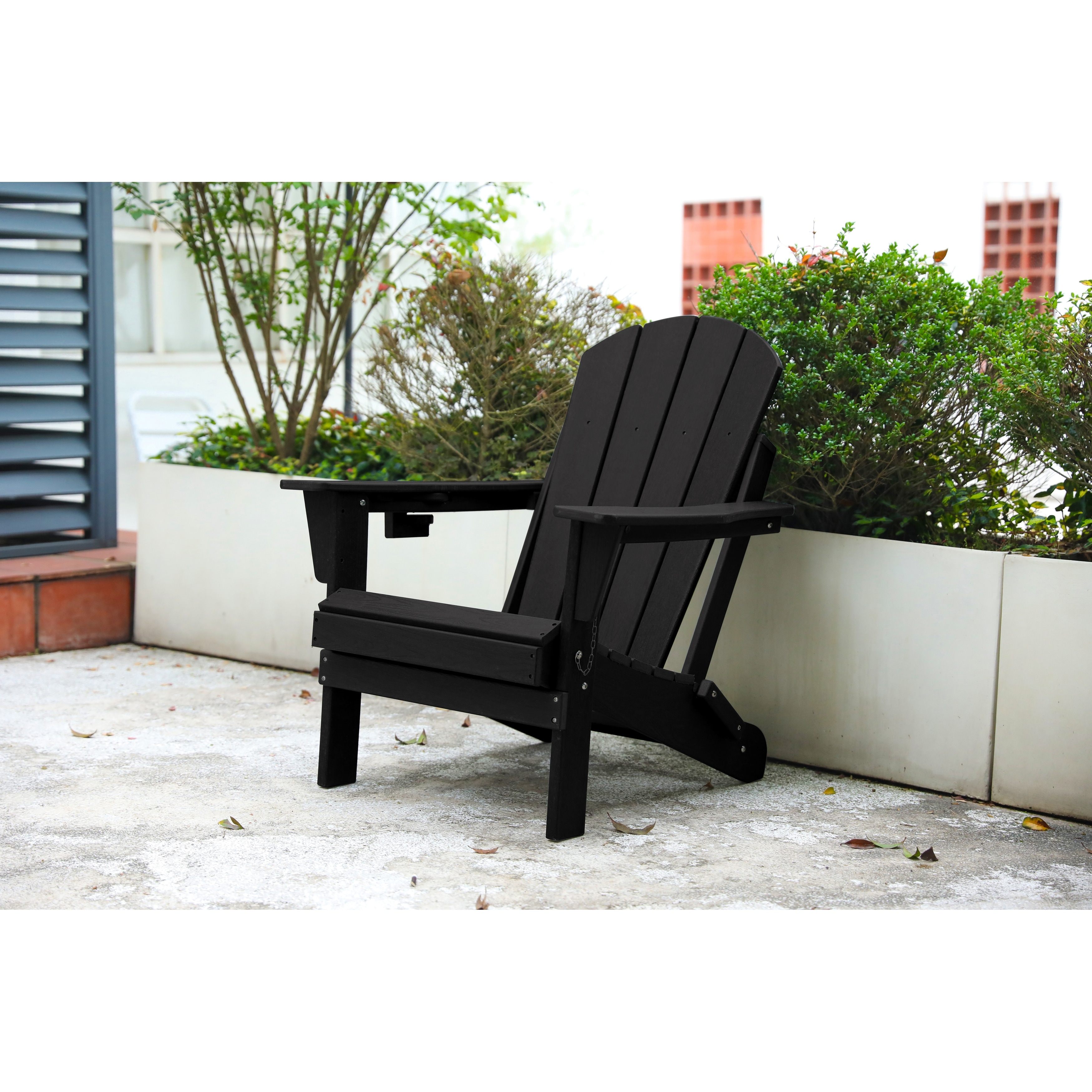 Sofucor Folding Adirondack Chair, Single Chair or 3-Piece Set with Side Table, Outdoor Wood Texture Patio Furniture