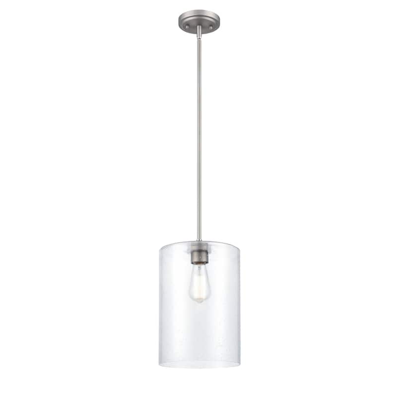 Millennium Lighting Moven 1 Light Mini-Pendant in Multiple Finishes with Seeded Glass Shade - Satin Nickel