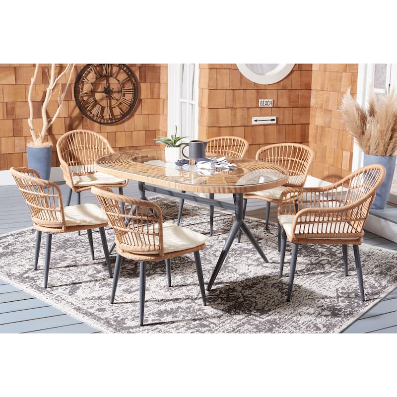 SAFAVIEH Outdoor Living Coastal Genser 7-Piece Patio Dining Set