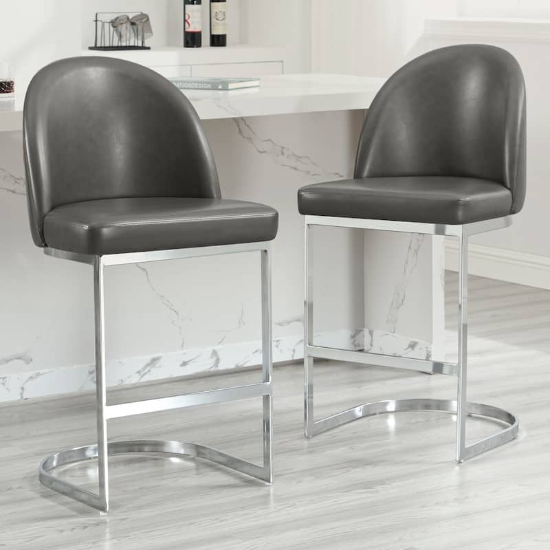 26" Upholstered Counter Stool/ Bar Stools with Metal Legs - 38.8"H x 17.9"W x 20.9"D