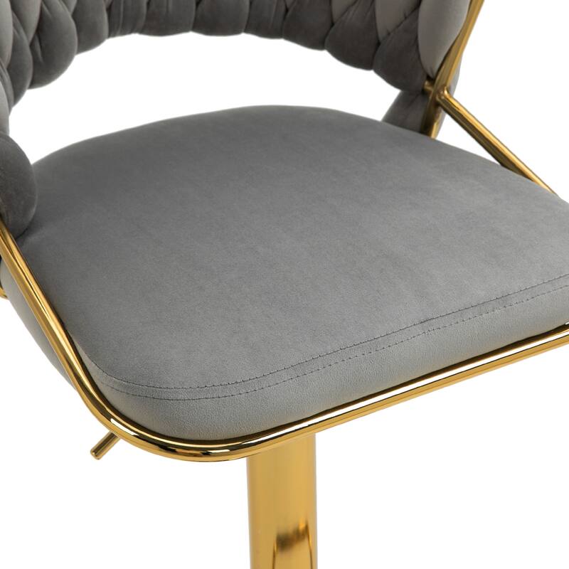 Modern Velvet Counter Bar Stools with Backs(Set of 2)