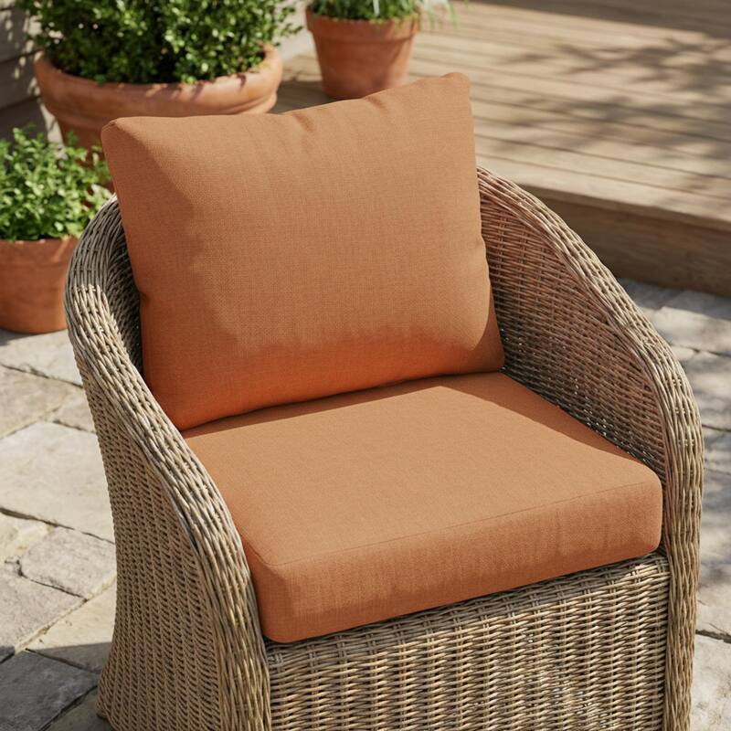 Roomfitters Noah Outdoor Club Chair Cushion Set with 5 Inch Thick Padding, Water Repellent Fabric - Orange