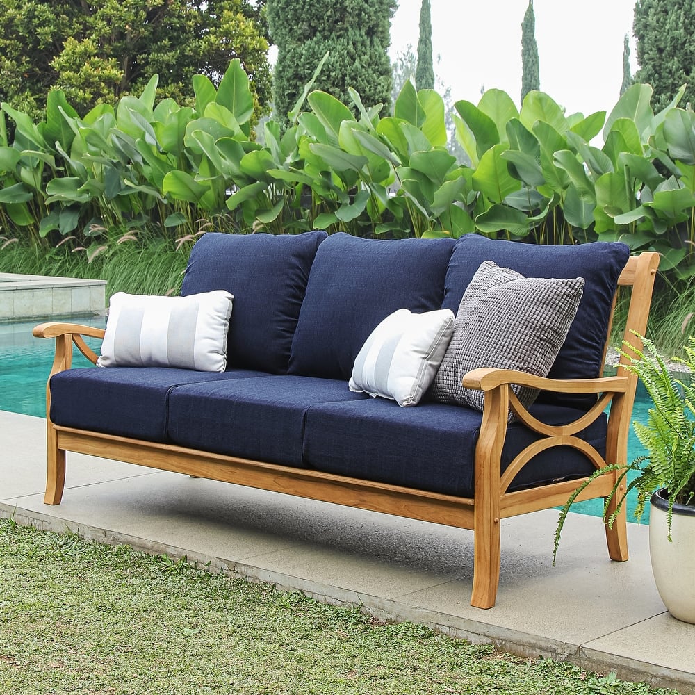Cambridge Casual Lowell Outdoor Teak 3-Seater Sofa with Cushion