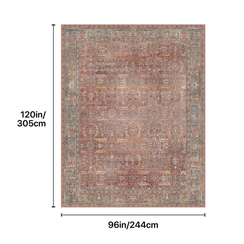 Mcow Floral Collection Machine-Washable Non-Slip Area Rug