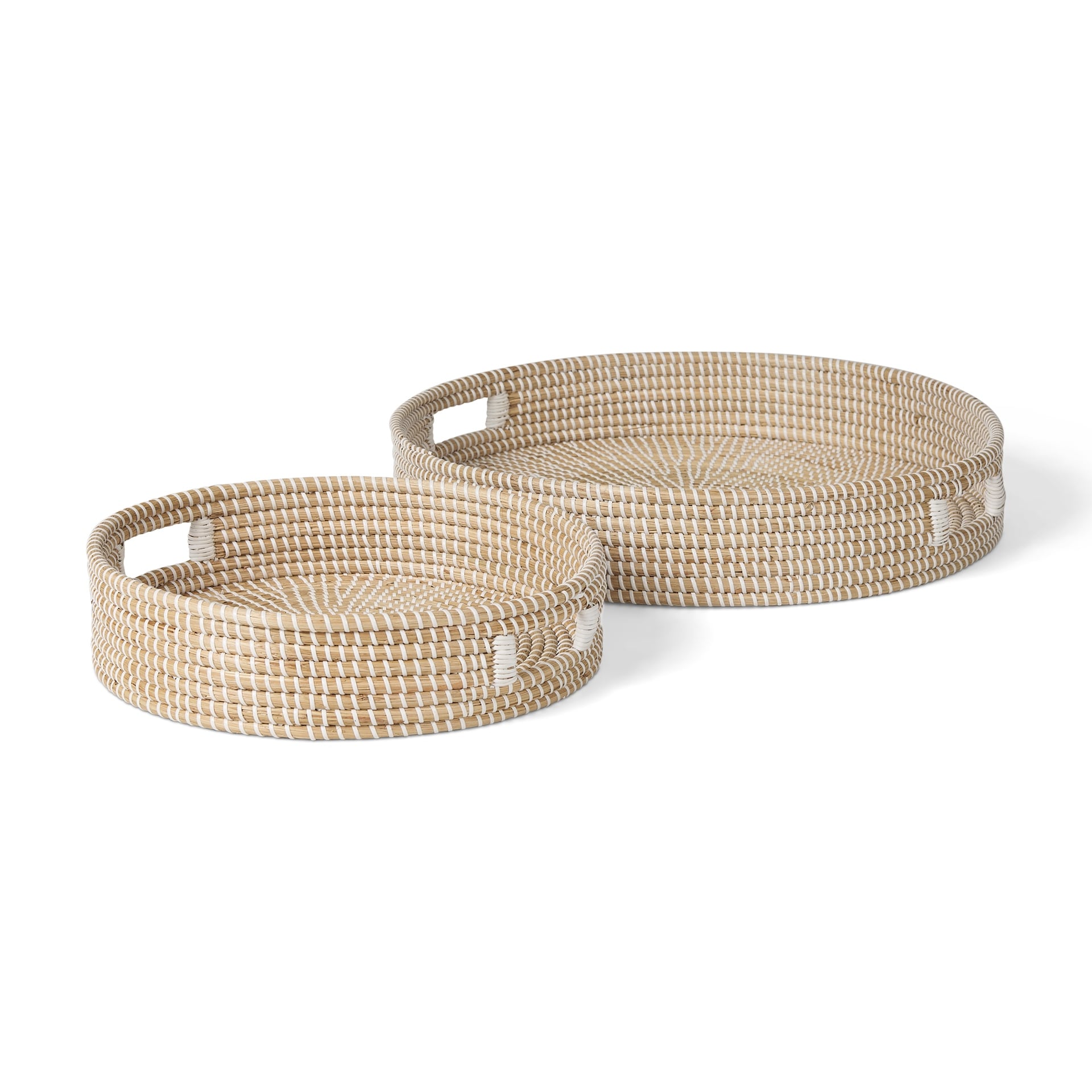 Mercana Kalama Brown Seagrass Trays With Handles (Set of 2) - 22.0L x 22.0W 3.9H