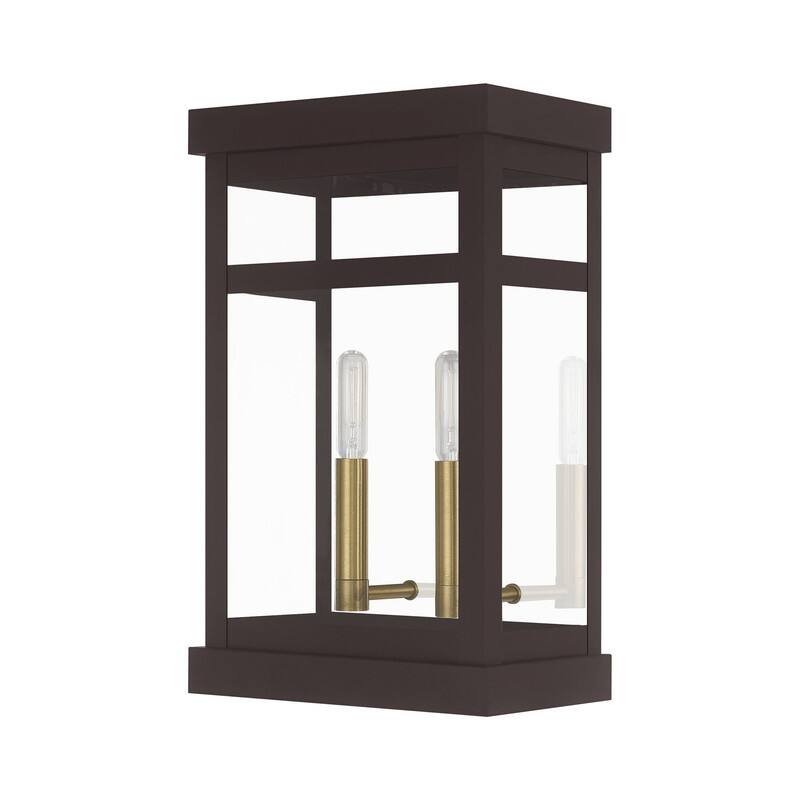 Livex Lighting 2-light Bronze Outdoor Wall Lantern, 20705-07 - 9.25" W X 15" H X 6.375" EXT