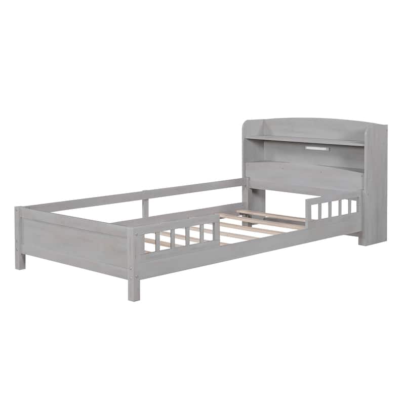 Twin Pine Low Bed with LED, Storage & Guardrail