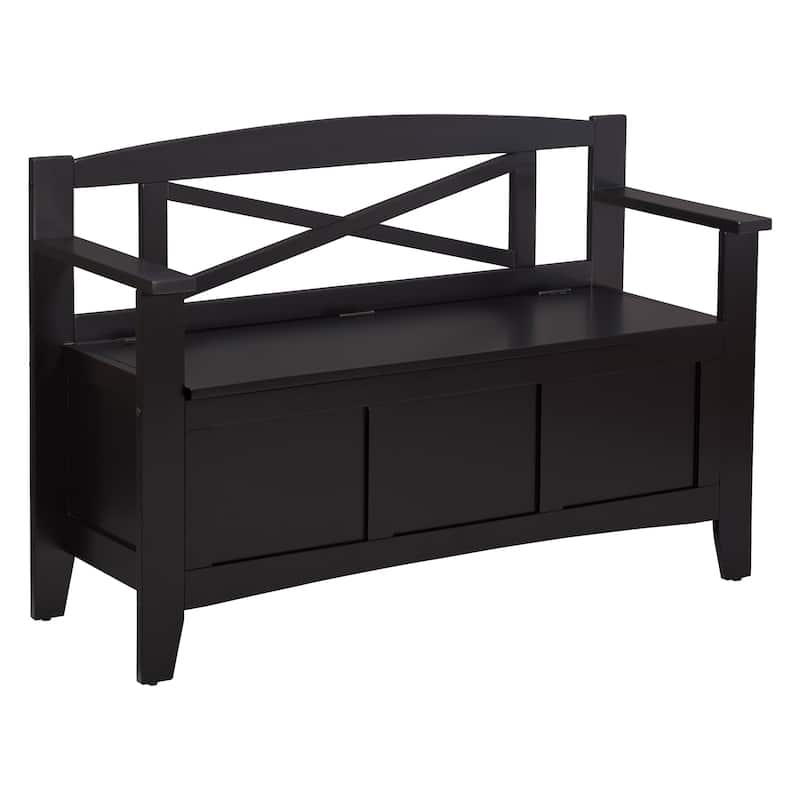 Entryway Bench with Flip Up Storage - Black