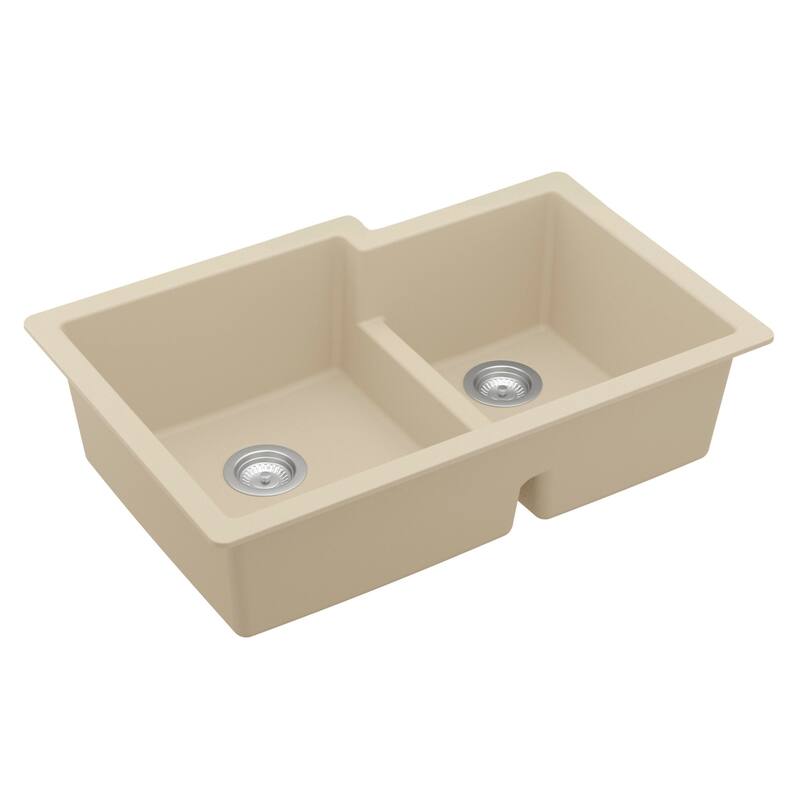 Karran 32" Undermount Large/Small Bowl Quartz Kitchen Sink Kit - 32" x 21.25" x 9"